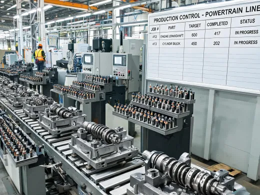Automotive machining line with cutting tools