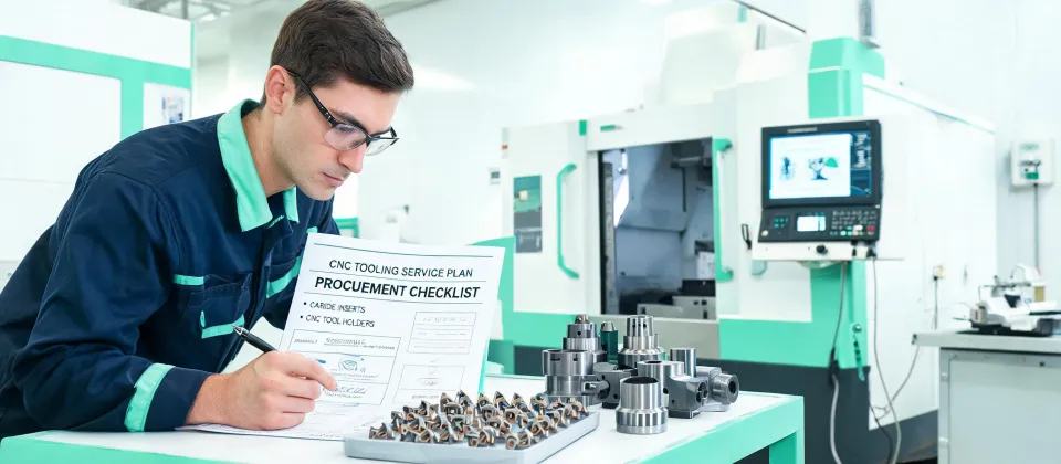 Application engineer reviewing CNC tooling service plan